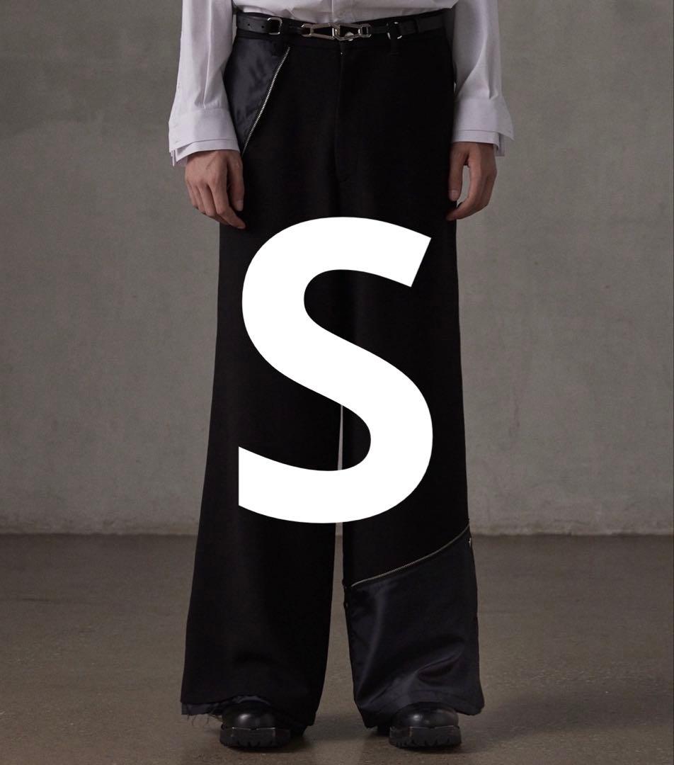 【GRANCY】 リバース レイヤードデザイン スラックス ブラック S