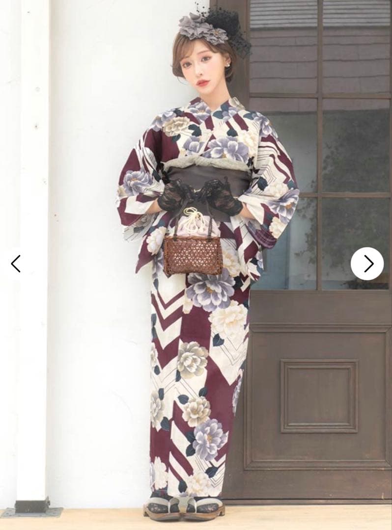 浴衣 dazzy ワインレッド × クリーム