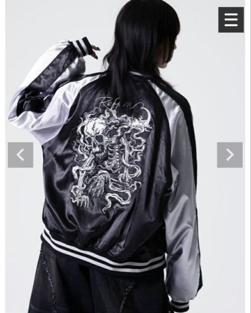 新品　タグ付き REFLEM【レフレム】スカル刺繍闇艶スカジャン