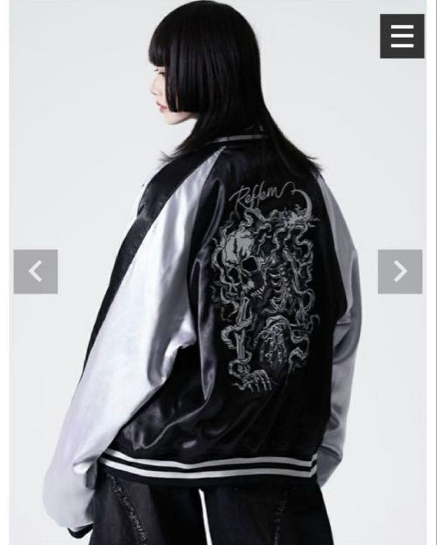 新品　タグ付き REFLEM【レフレム】スカル刺繍闇艶スカジャン
