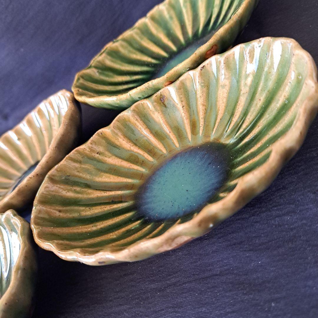 「ご成約者」です。 ご注意ください。 織部焼らしい青織部！ 4客セット