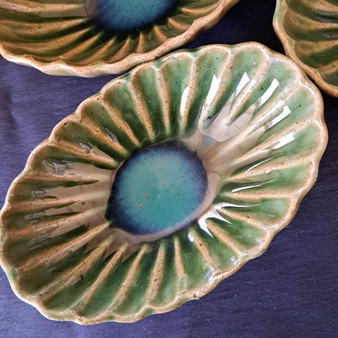 「ご成約者」です。 ご注意ください。 織部焼らしい青織部！ 4客セット