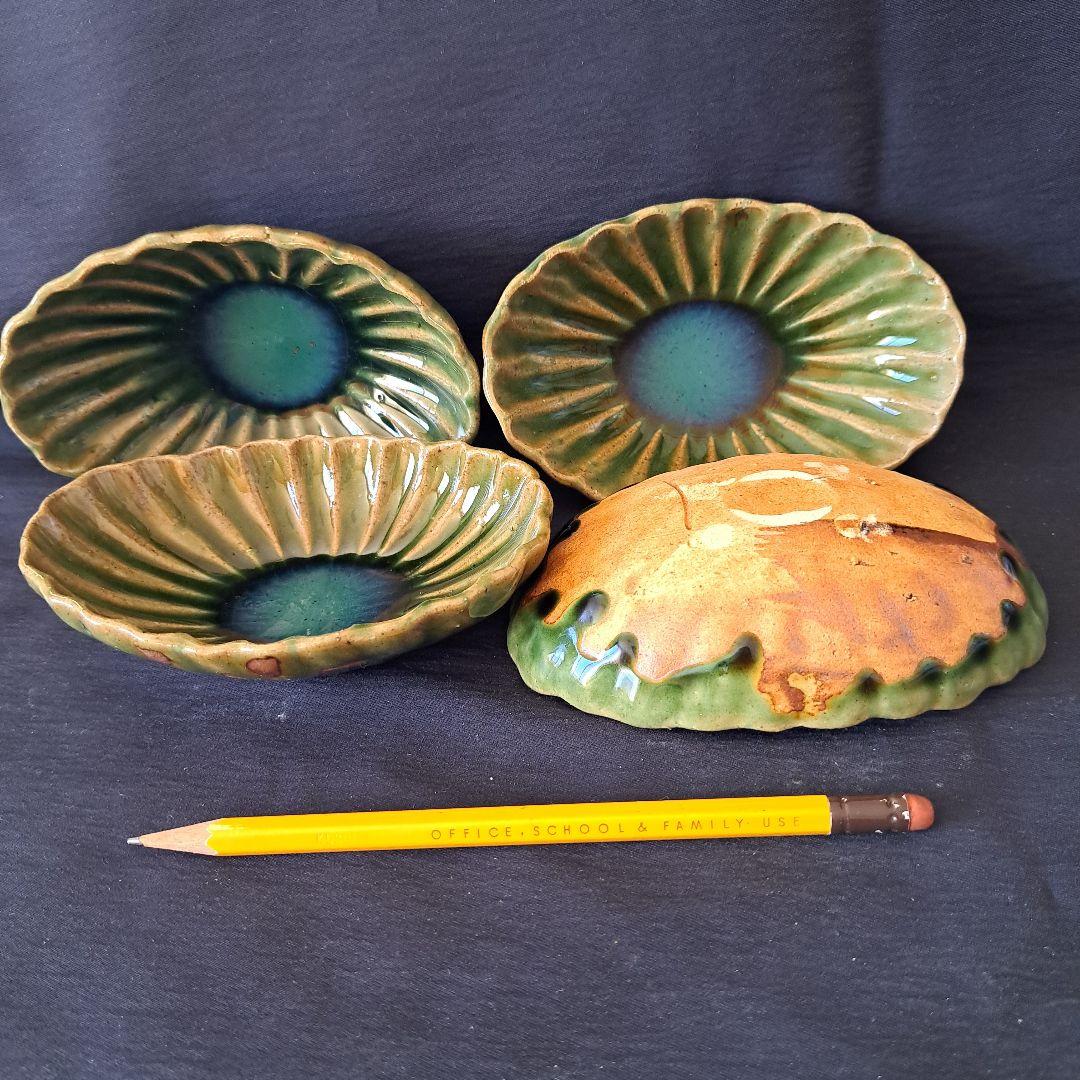 「ご成約者」です。 ご注意ください。 織部焼らしい青織部！ 4客セット