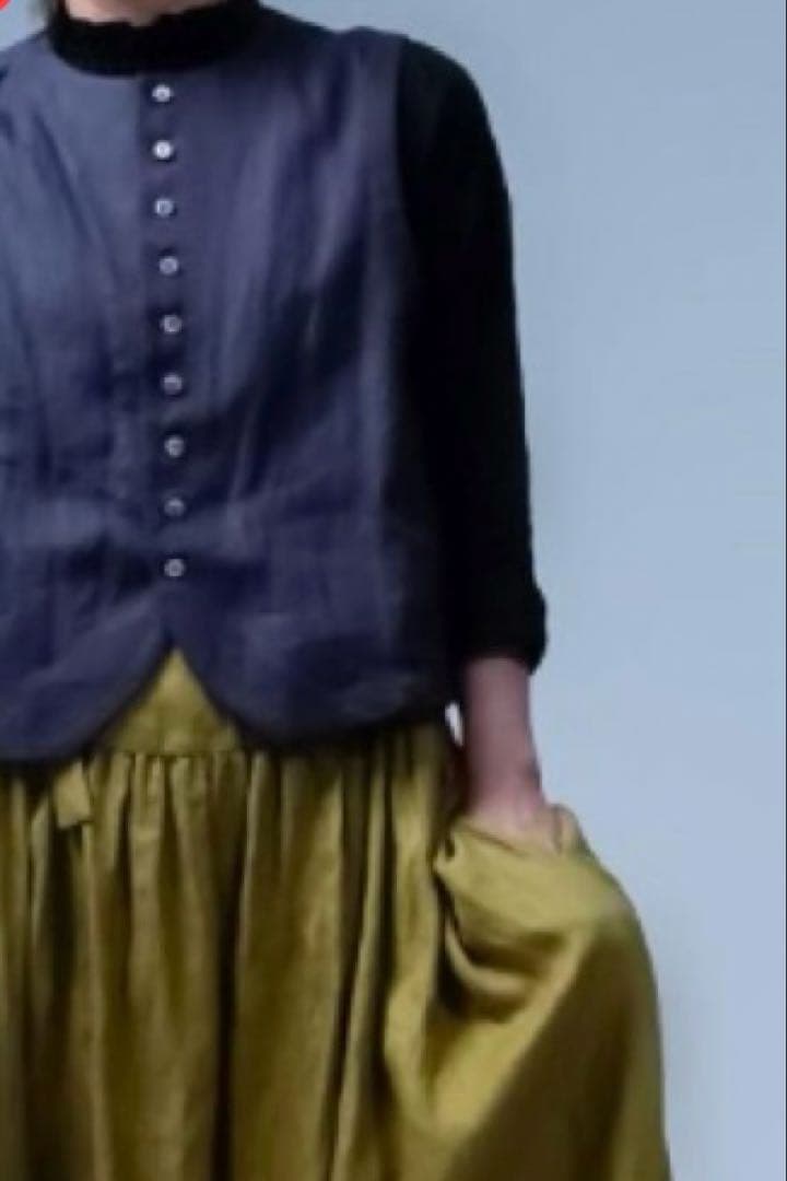 wafu.リネンベスト　ヨーロピアンヴィンテージ カラー／ シュードローン