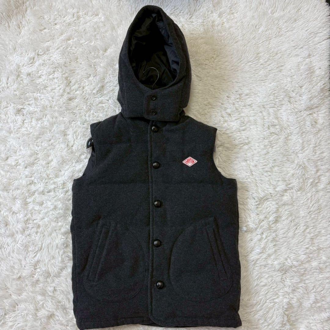 極美品/LL✨ダントン×ビームス ダウンベスト ウールモッサ 胡桃ボタン グレー