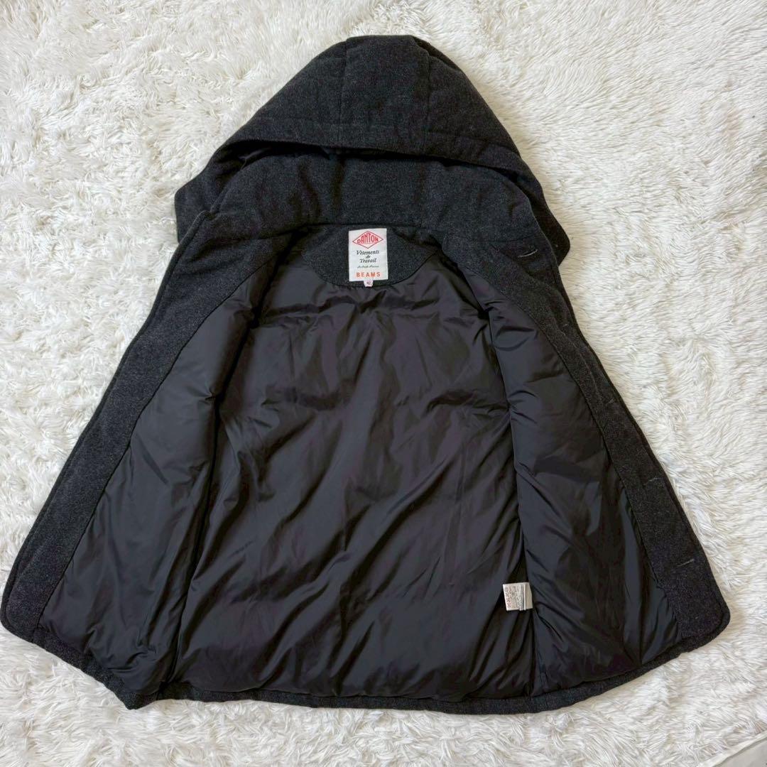 極美品/LL✨ダントン×ビームス ダウンベスト ウールモッサ 胡桃ボタン グレー