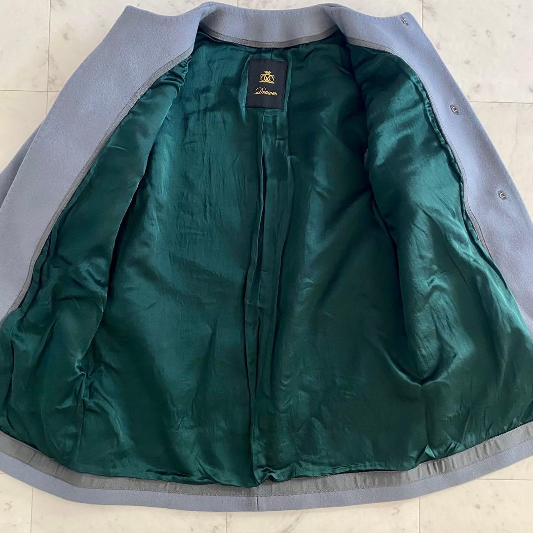 美品 ドゥロワー オーバーサイズ コクーンノーカラーコート ウールシルク