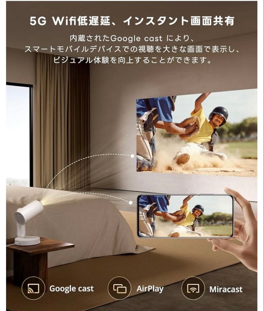 Google TV搭載 Netflix公式ライセンス ETOE プロジェクター