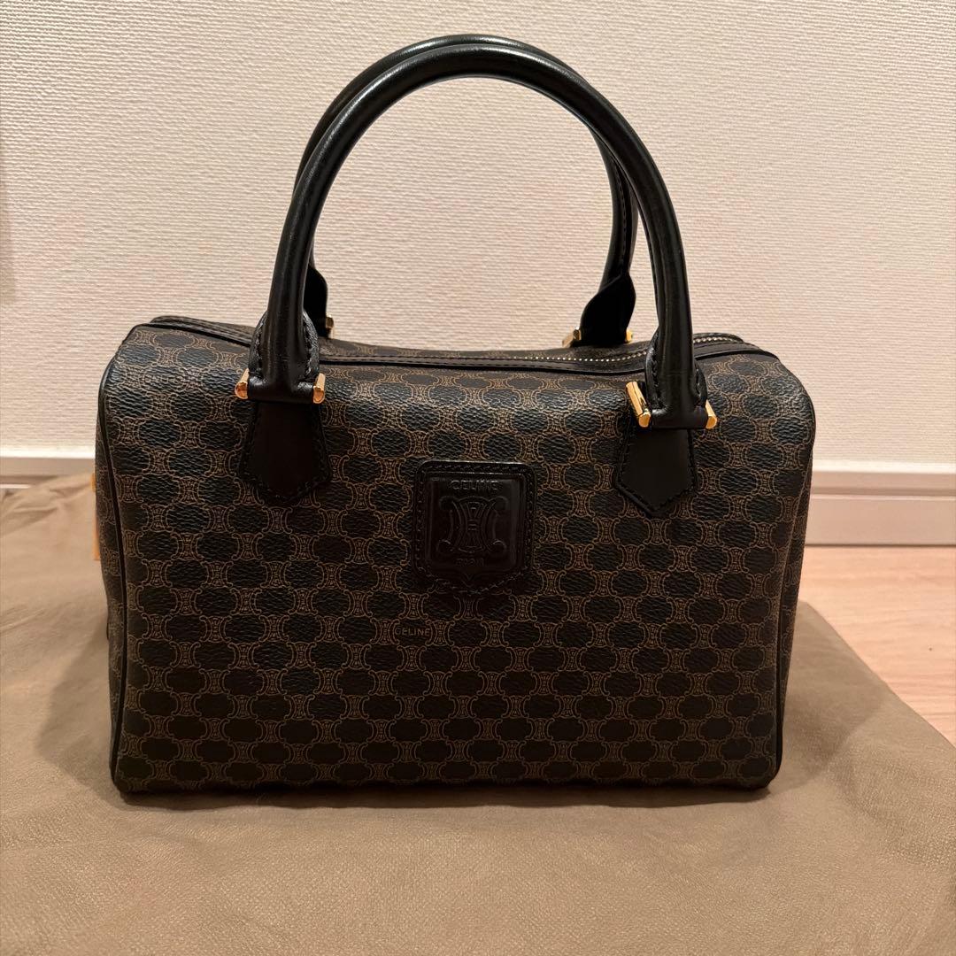 セリーヌ　黒　マカダム柄ミニボストンバッグ