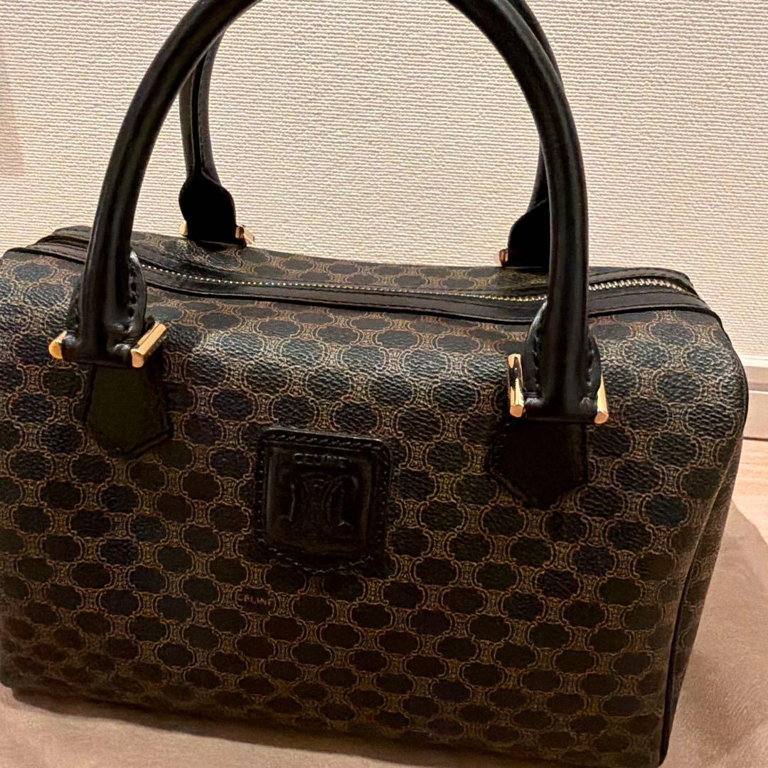 セリーヌ　黒　マカダム柄ミニボストンバッグ