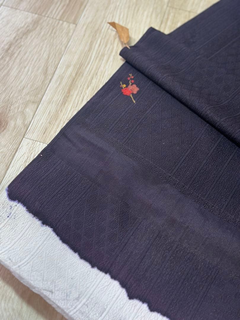 丹後ちりめん　京染　濃紫色 着物反物　羽尺　未仕立て　幅約36.5cm