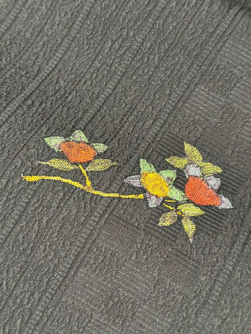 丹後ちりめん　京染　濃紫色 着物反物　羽尺　未仕立て　幅約36.5cm