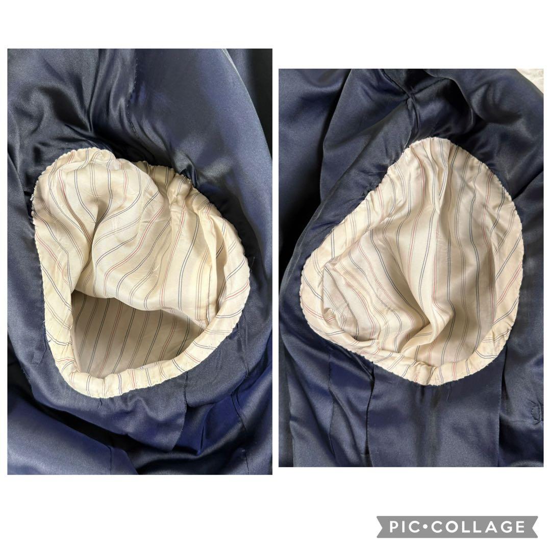 バーバリーロンドン テーラードジャケット カシミヤ混 ヘリンボーン 2B 紺色