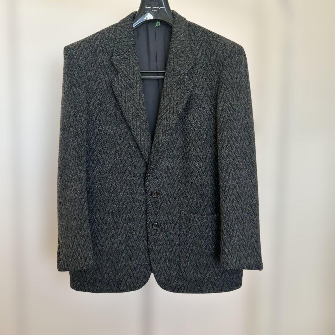 80s コムデギャルソン オム テーラードジャケット　グレー　ヘリンボーン
