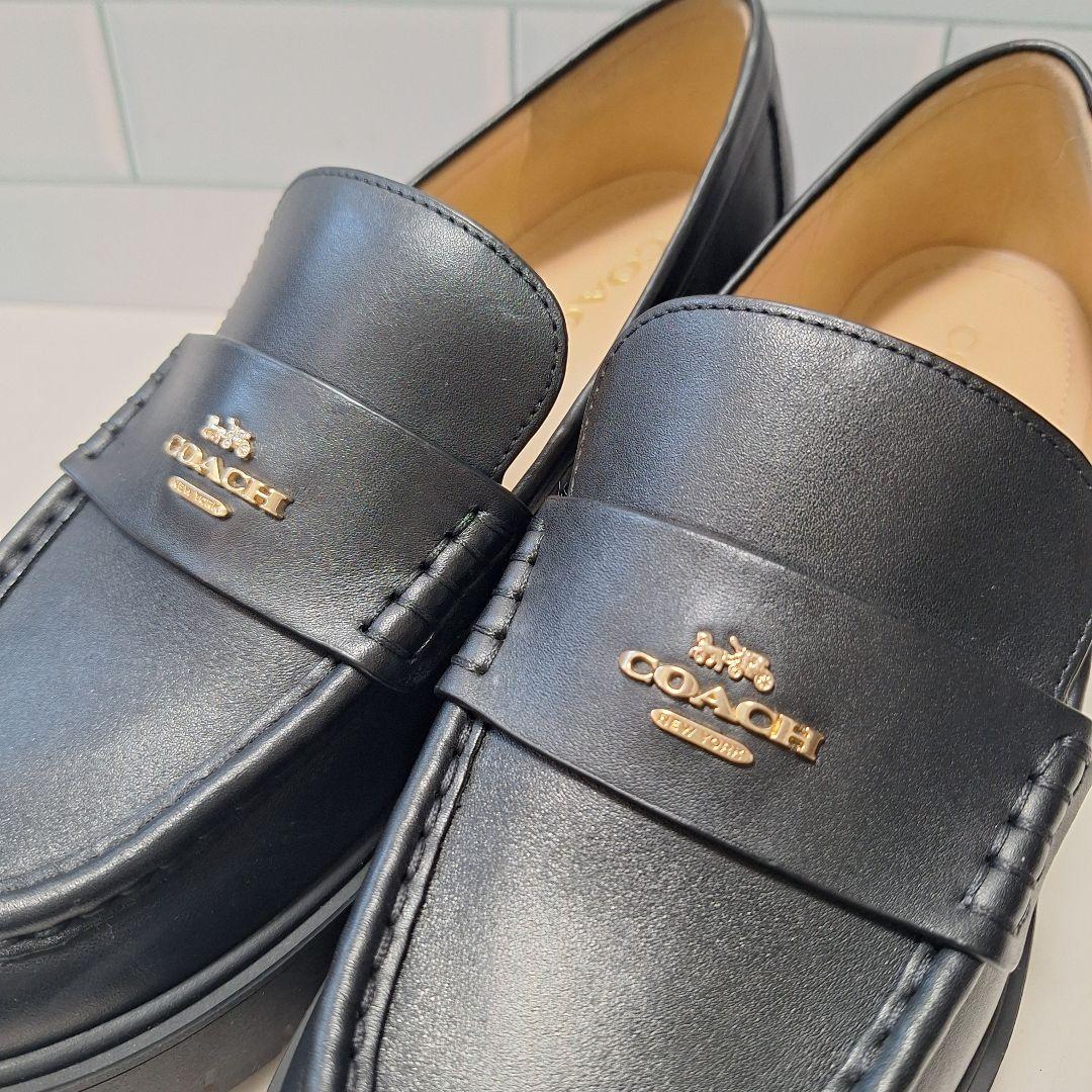 【良品】 COACH コーチ 厚底ローファー 24.5 ルーシー レザー