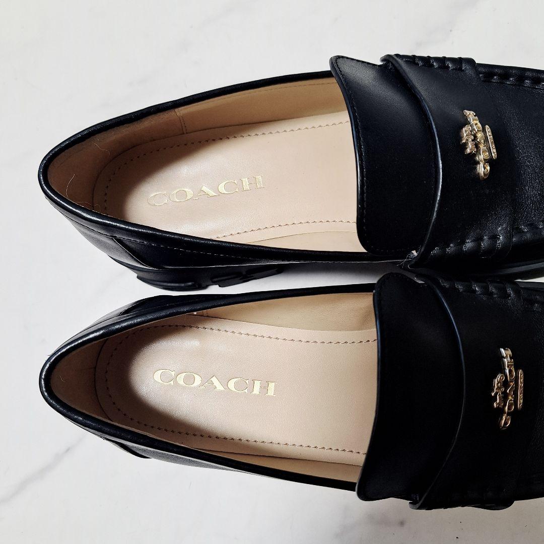 【良品】 COACH コーチ 厚底ローファー 24.5 ルーシー レザー