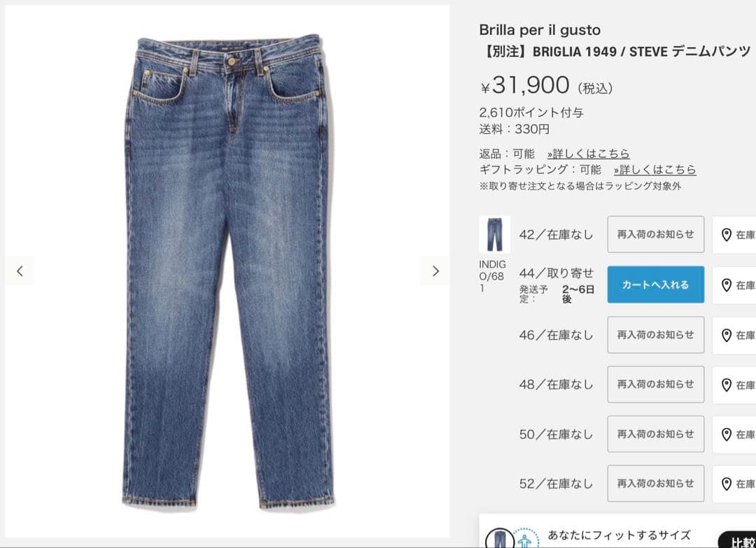 【未使用に近い】Brilla 別注BRIGLIA 1949 STEVE デニム