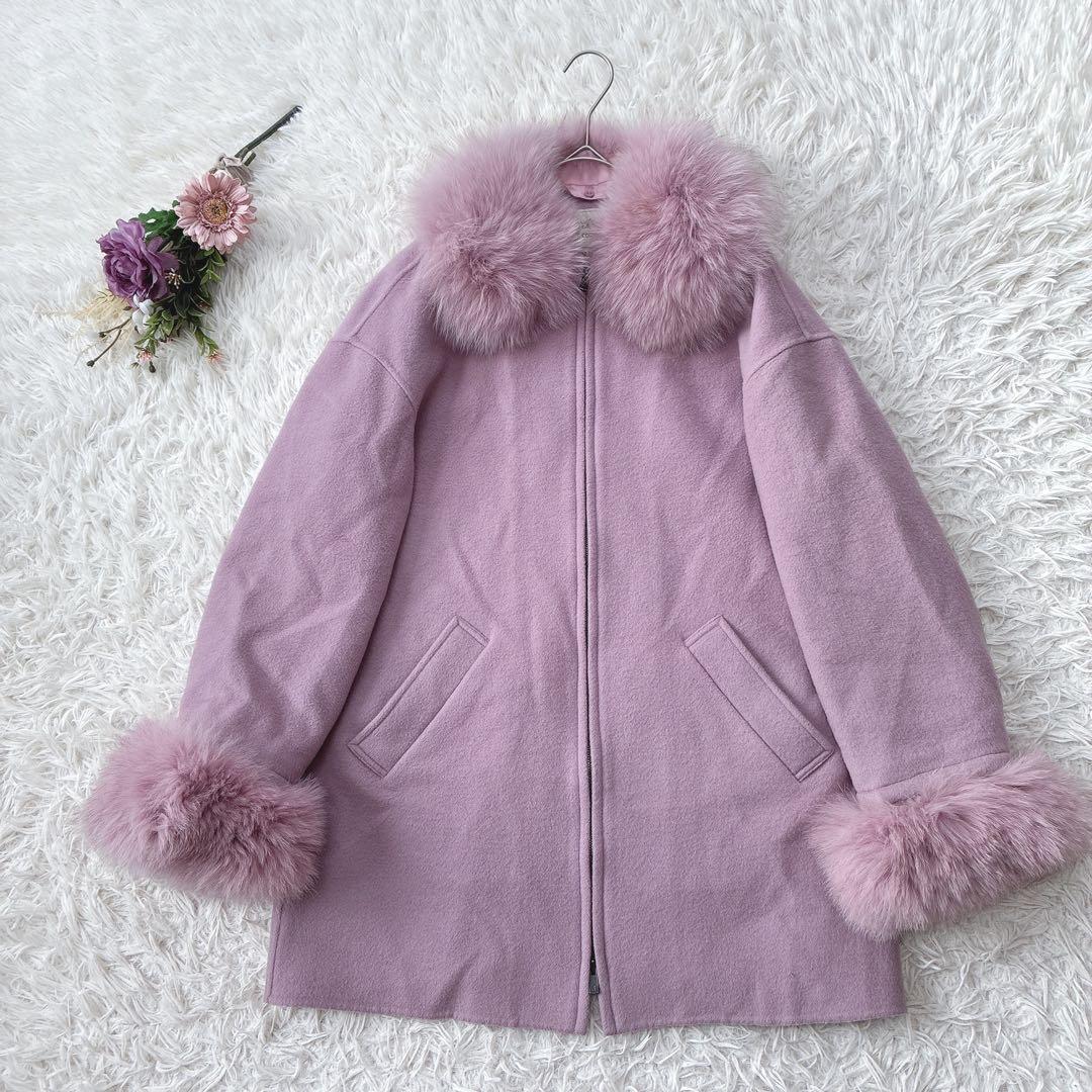 近年モデル✻グレースコンチネンタル フォックスファー取り外しリバーコート ピンク