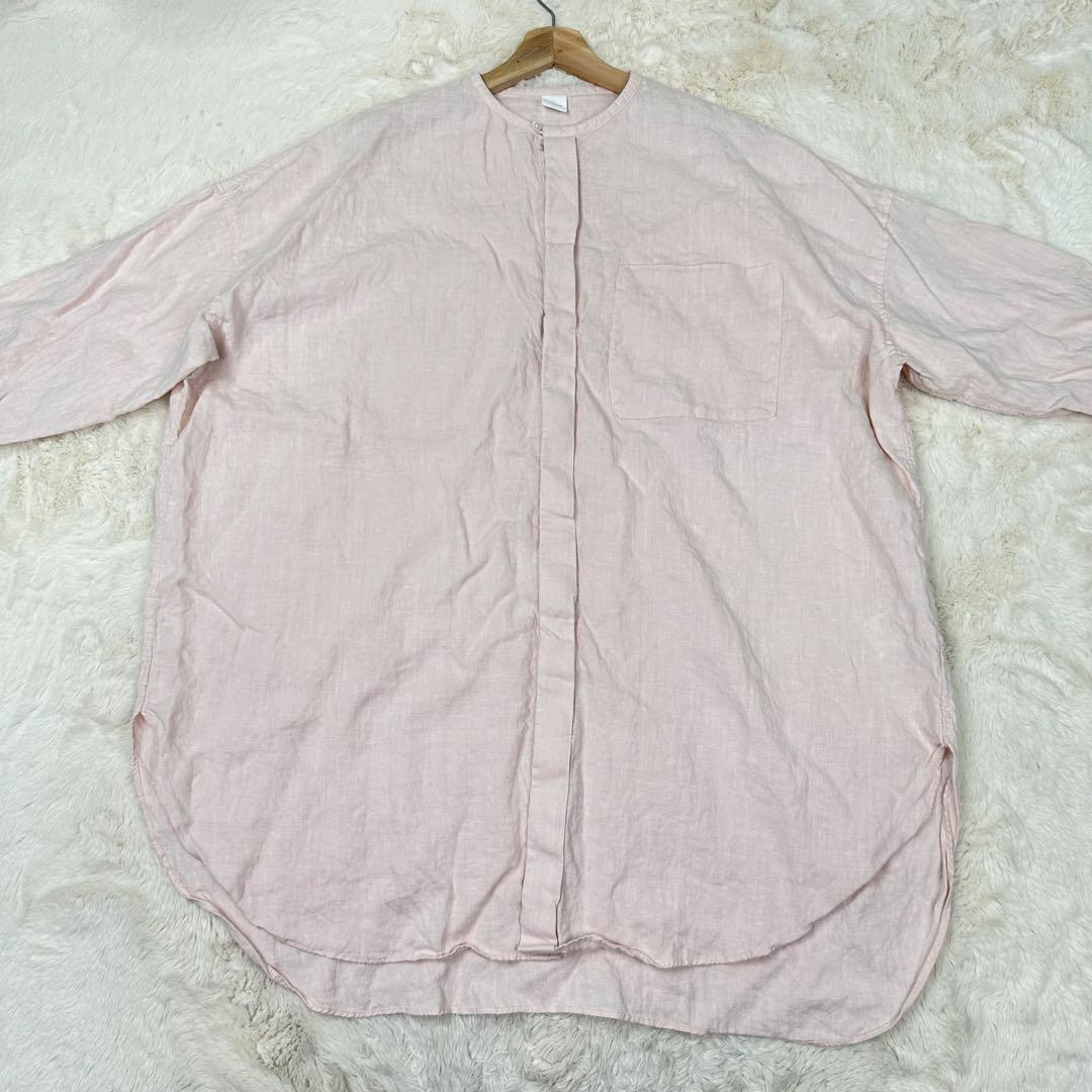 ✨美品✨完売品✨かぐれ リネン チュニック 長袖 シャツ ピンク Free