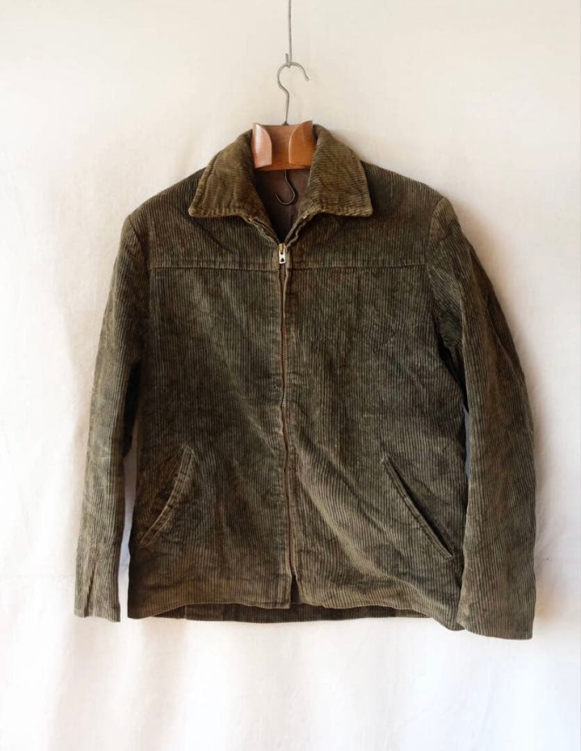 50's フランス ヴィンテージ Elson太畝コーデュロイ　刺繍タグ