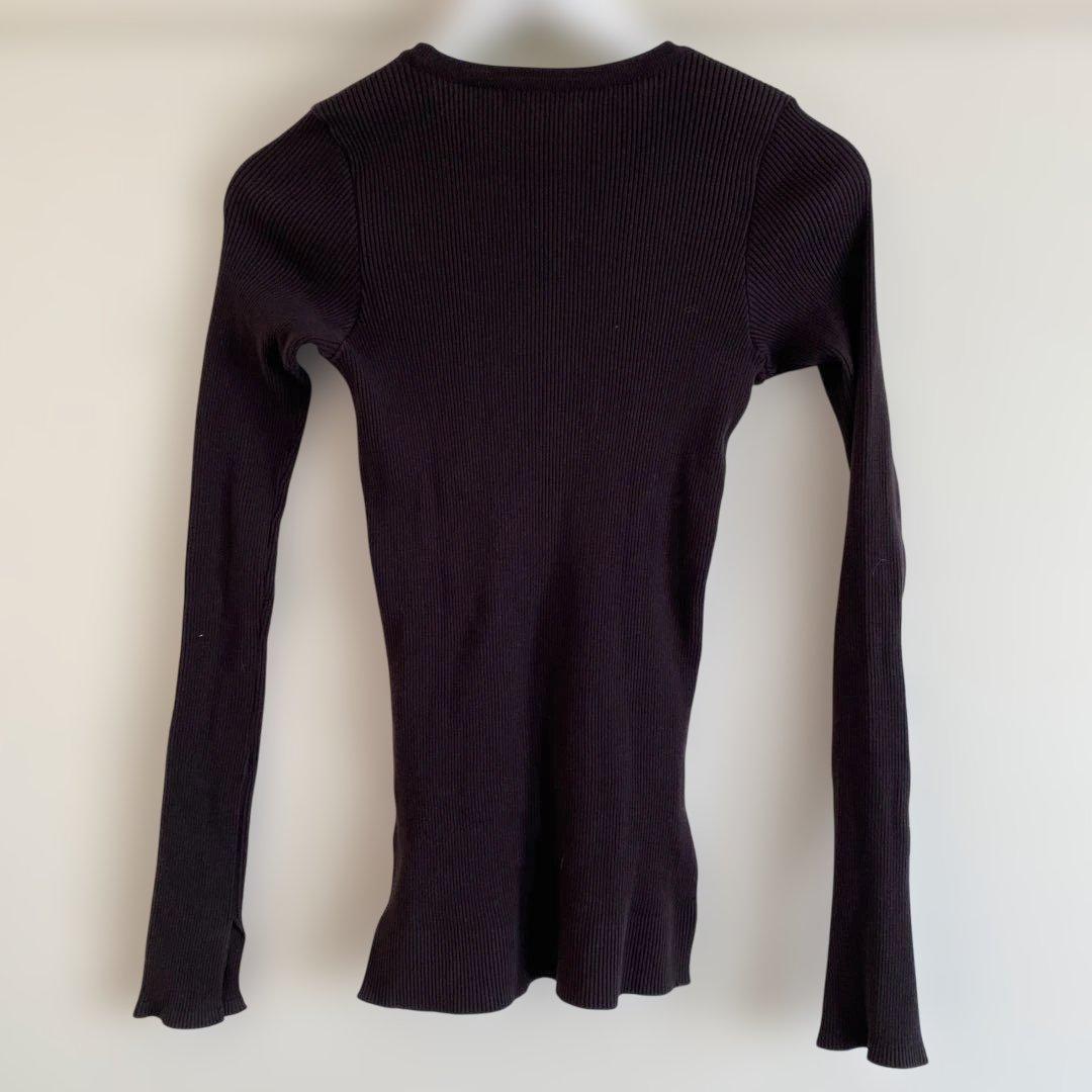 AURALEE オーラリー　ギザリブ Uネック ダークブラウン