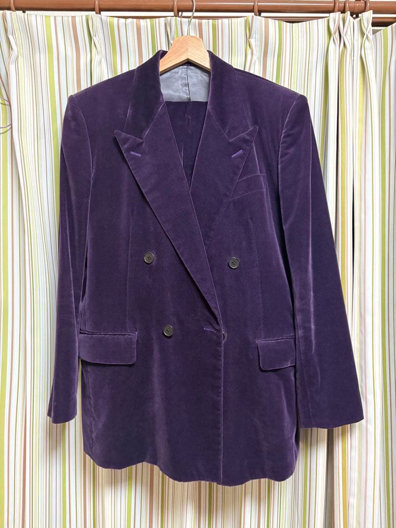 パープル ベルベット ダブルブレストジャケット