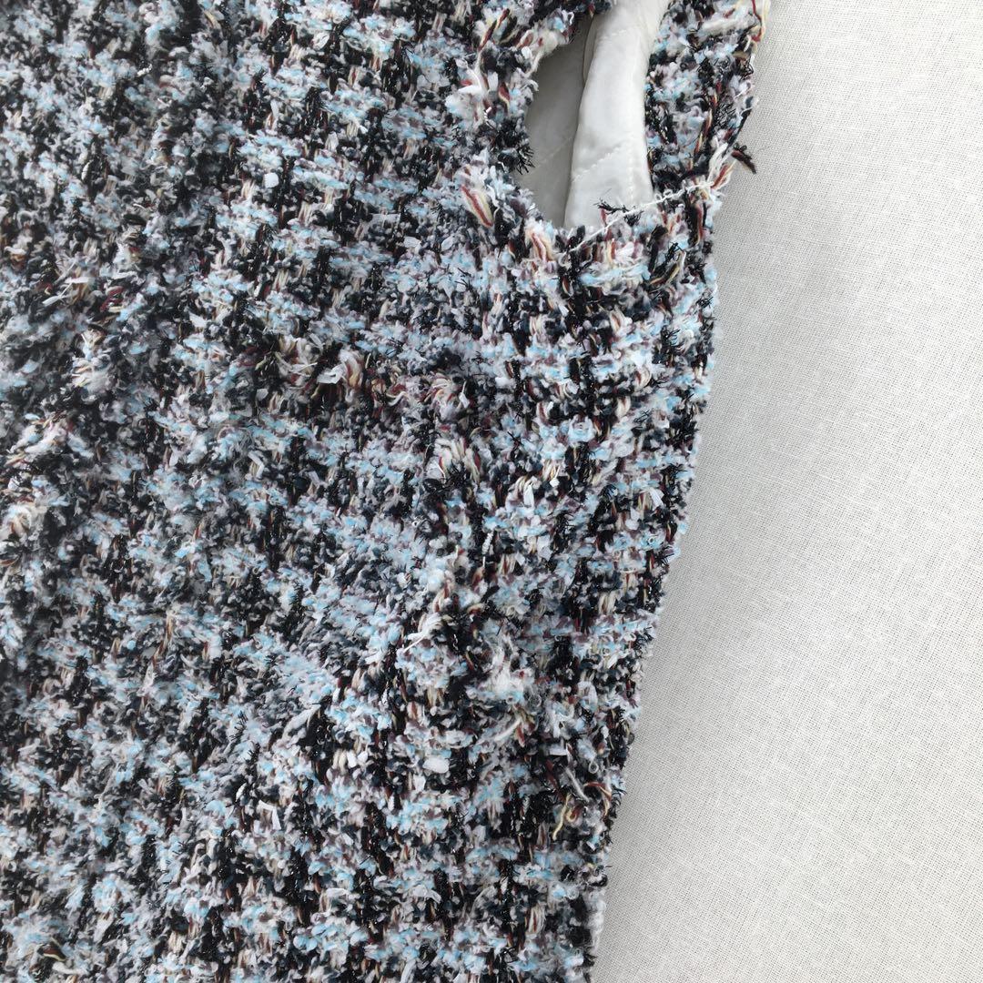 バッカ トゥモローランド ロングベスト 中綿 ツイード フリンジ オーバーサイズ