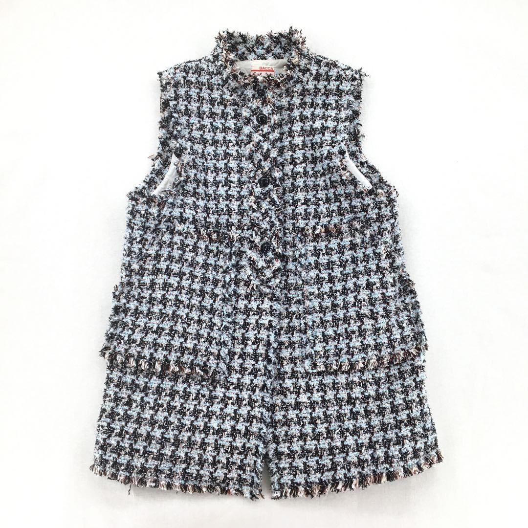 バッカ トゥモローランド ロングベスト 中綿 ツイード フリンジ オーバーサイズ