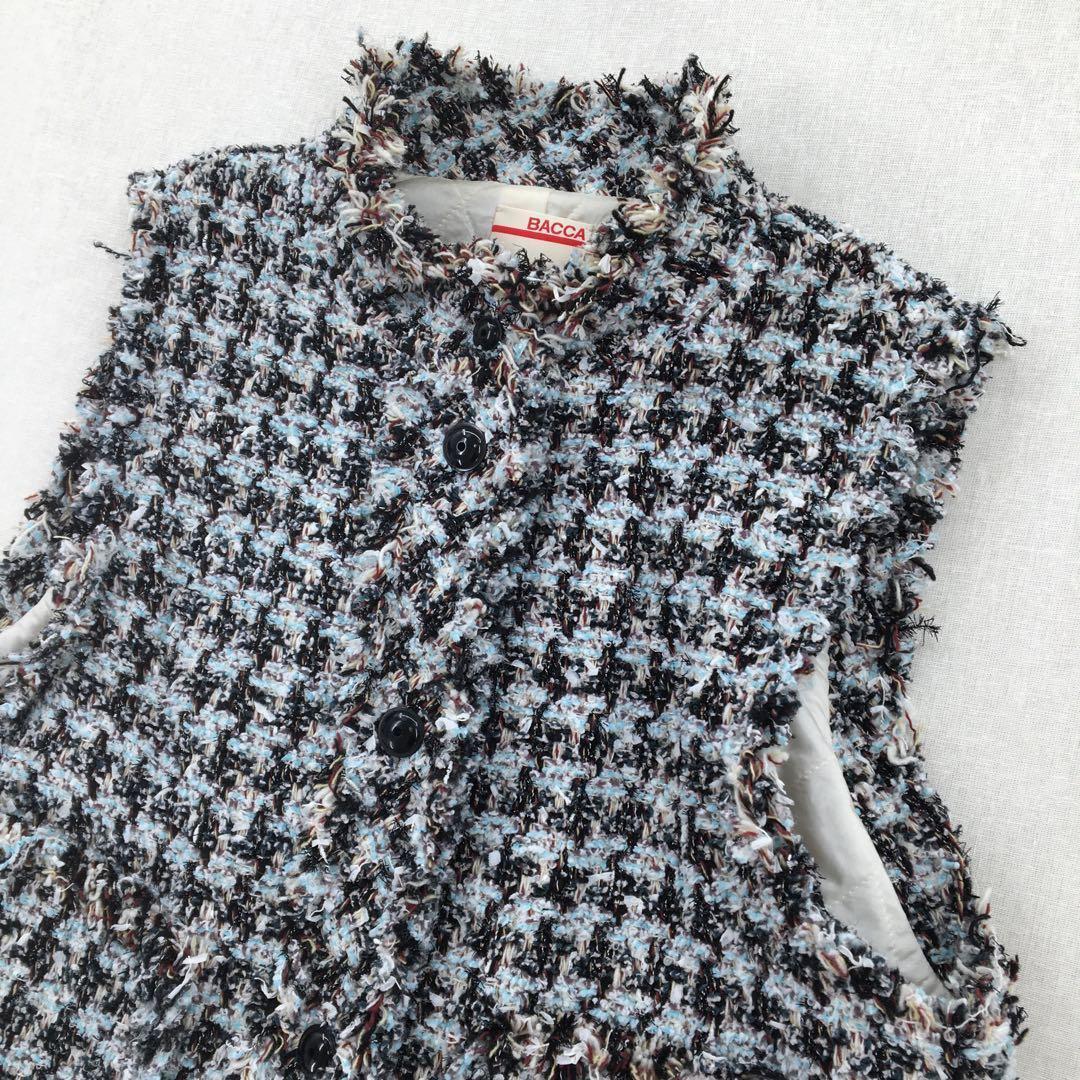 バッカ トゥモローランド ロングベスト 中綿 ツイード フリンジ オーバーサイズ