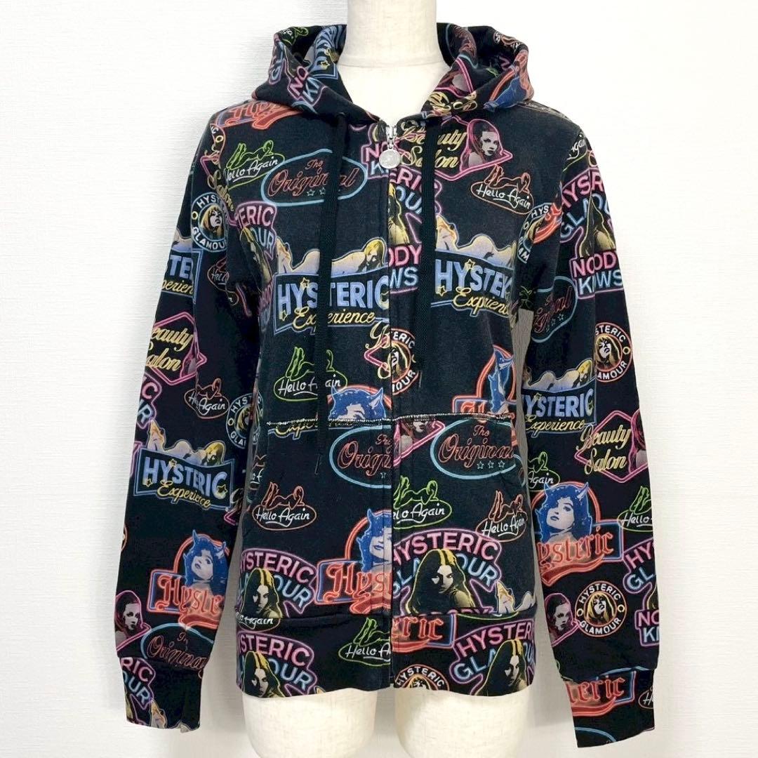 y2k❤️HYSTERIC GLAMOUR ヒスガール ネオンロゴ ジップパーカー