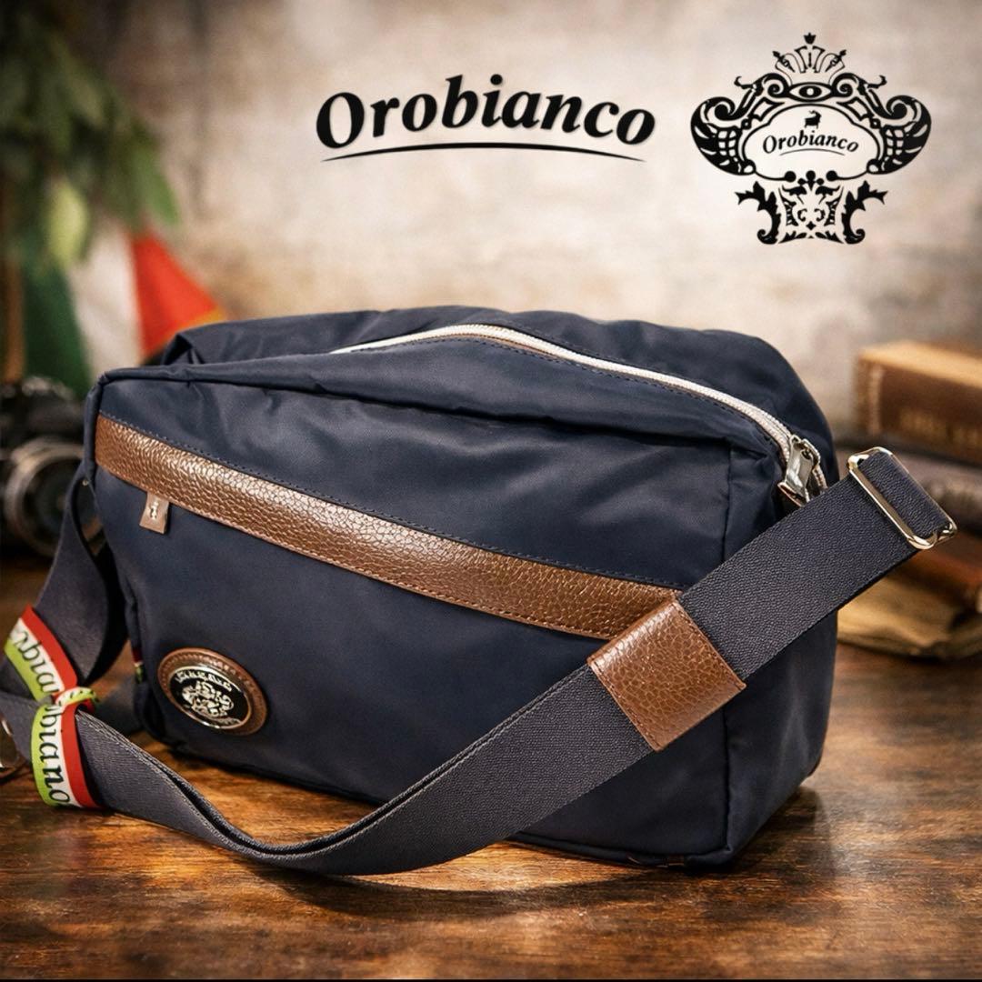 新品 稀少 オロビアンコ イタリア製 ショルダー 軽量 GLOPPINO 紺