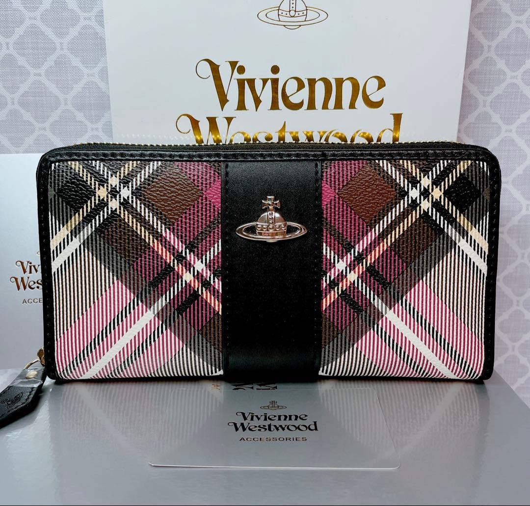 【大人気✨️1点】ヴィヴィアン・ウエストウッド チェック黒 長財布