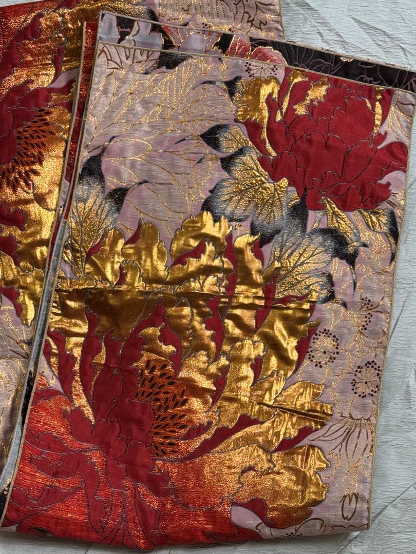 大人兵児帯【スノーホワイト　プラチナシルバー】【篤姫】【シャクヤク紅】