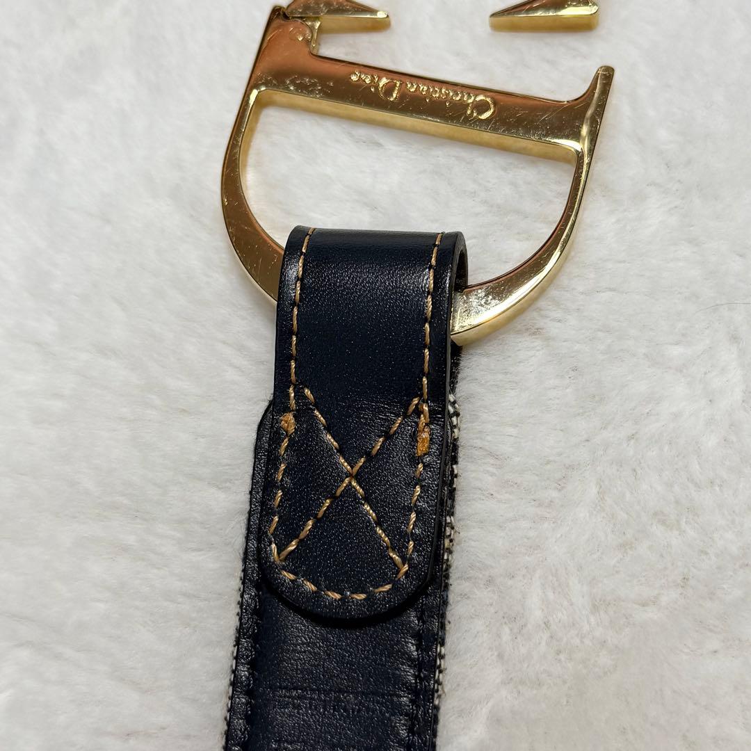 美品 Christian Dior トロッター柄 ベルト CD金具 ゴールド金具