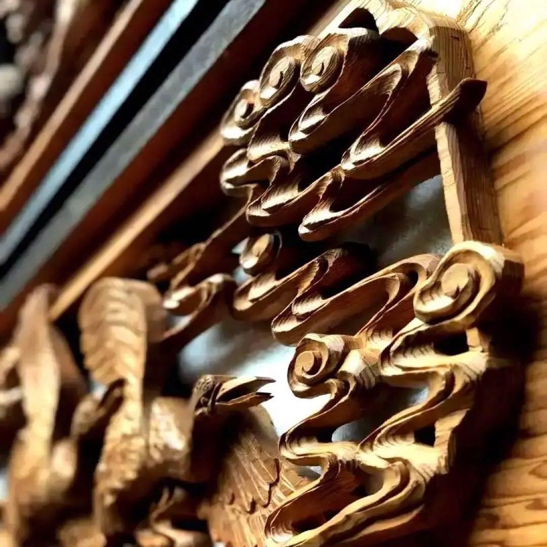 【井波彫　特殊彫り 欄間】千羽鶴 木彫り 彫刻