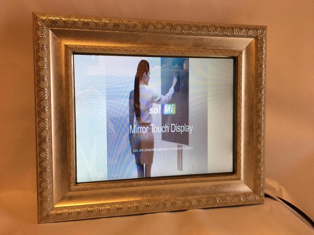 鏡の中に15インチディスプレイが入っています。PCと繋げてTVカメラや動画Ok,