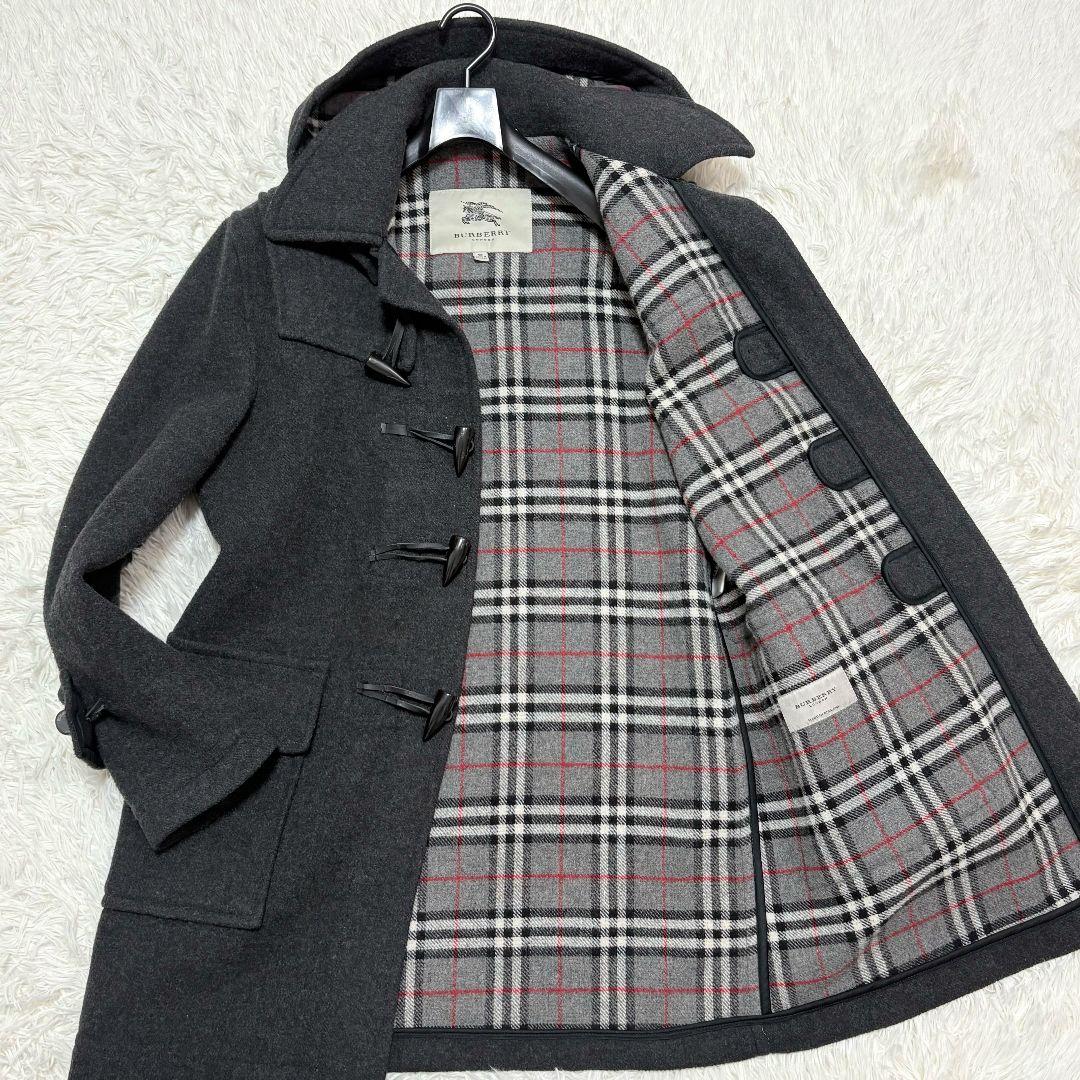 極美品 2way バーバリーロンドン ノバチェック ダッフルコート フード着脱
