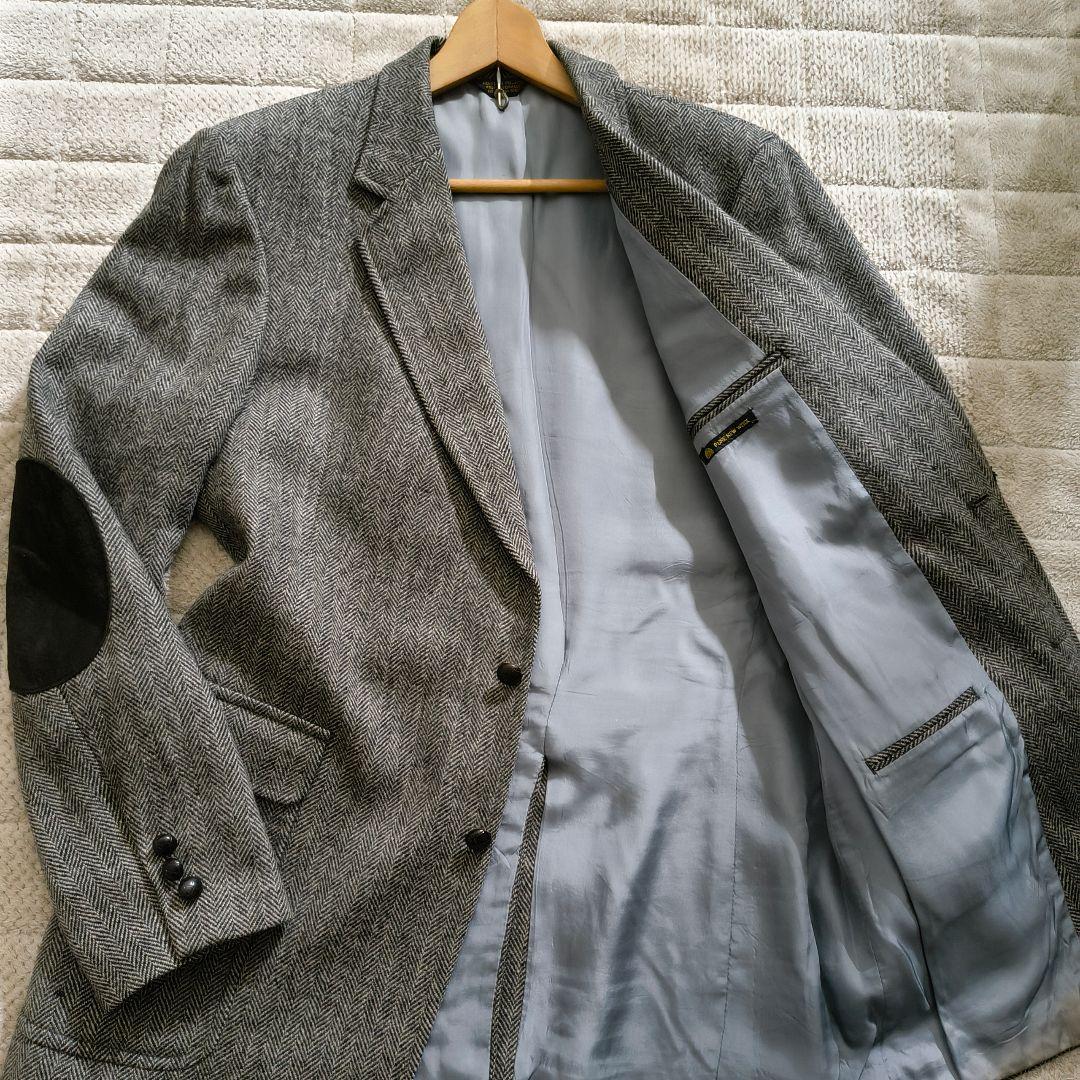 XL相当 テーラード ヘリンボーン エルボーパッチ くるみボタン