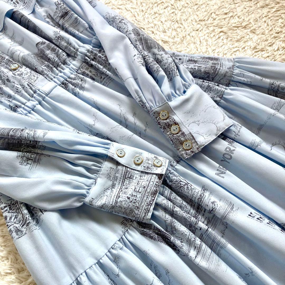 【極美品】グレースコンチネンタル ティアード NYプリント ロングワンピース