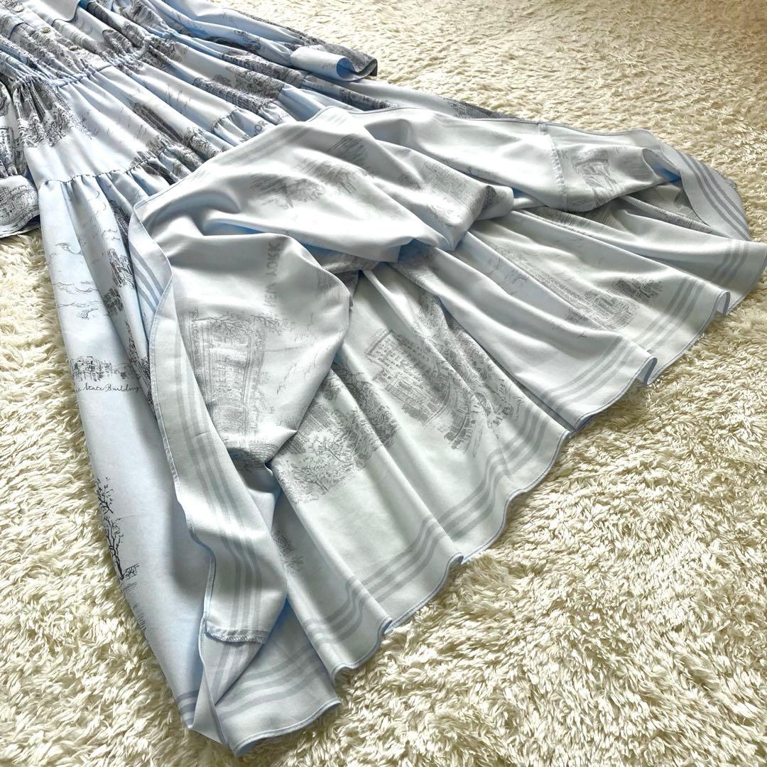 【極美品】グレースコンチネンタル ティアード NYプリント ロングワンピース