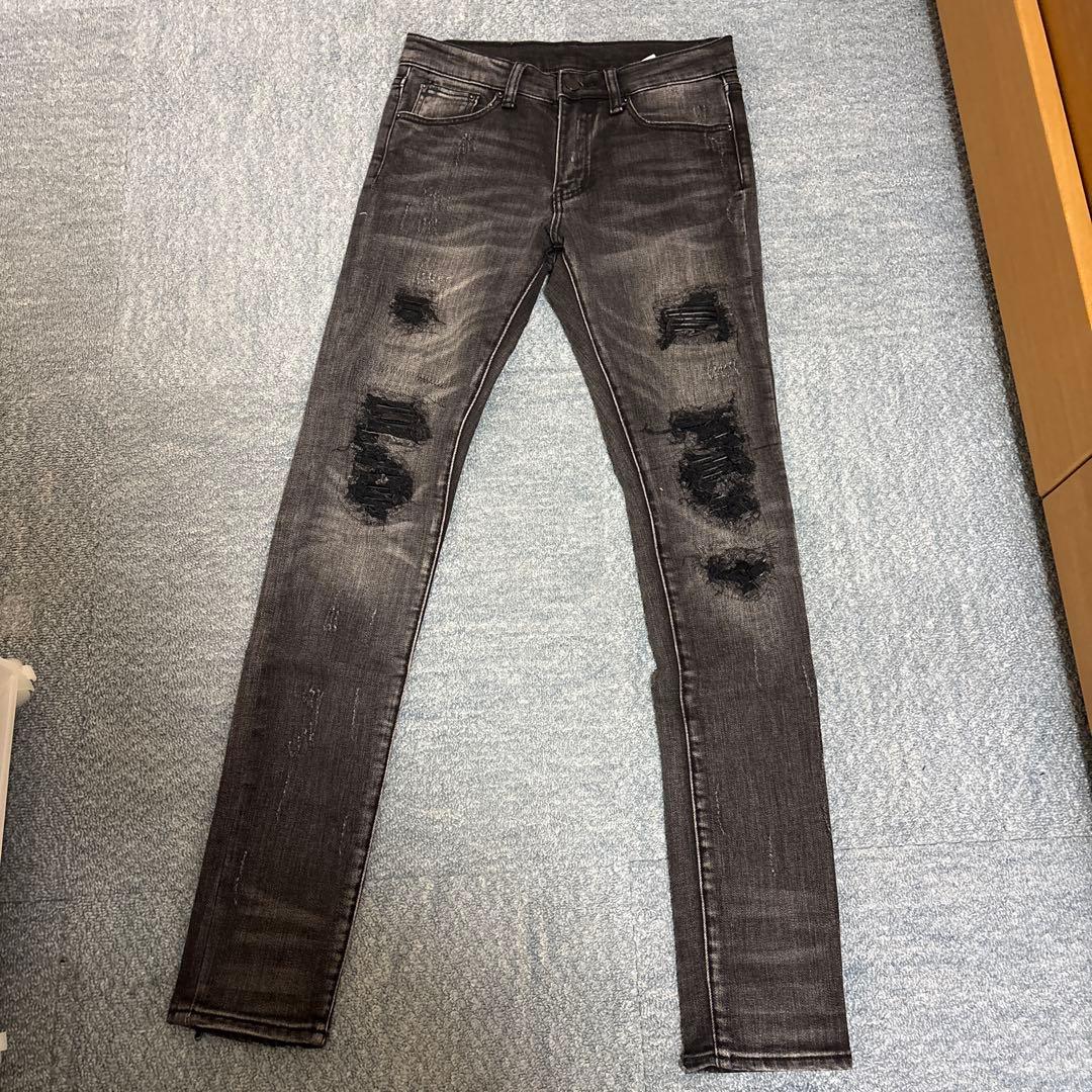 mnml ダメージスキニーデニム ブラック 28 希少