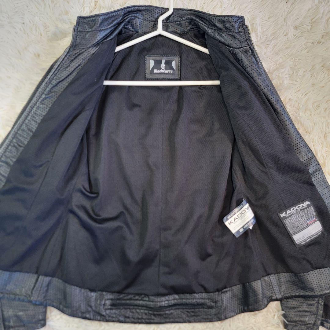 カドヤ BLACK Curvy シングルライダース パンチングレザー 牛革 M