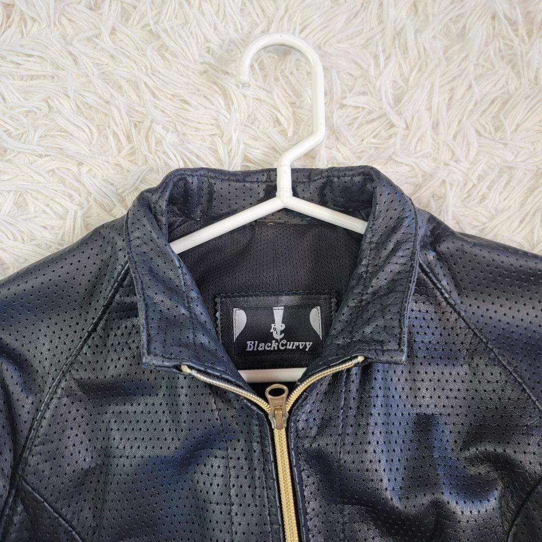 カドヤ BLACK Curvy シングルライダース パンチングレザー 牛革 M