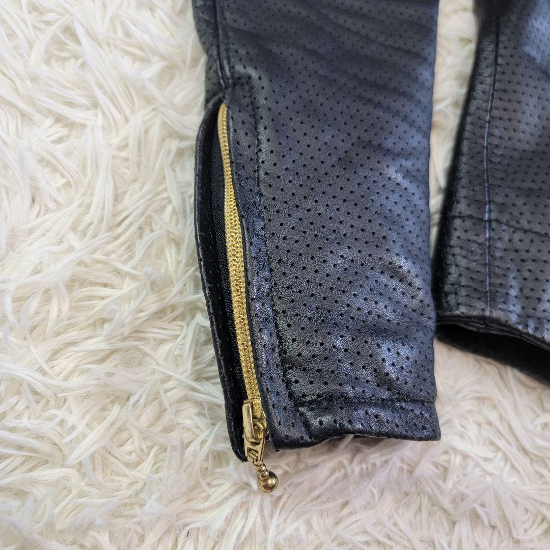 カドヤ BLACK Curvy シングルライダース パンチングレザー 牛革 M