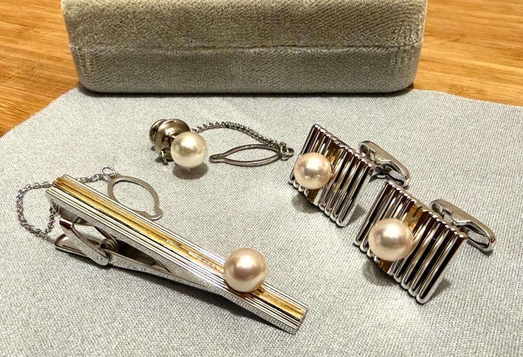 RyuichiSILVER / K18刻印ありパール ネクタイピン＆カフス