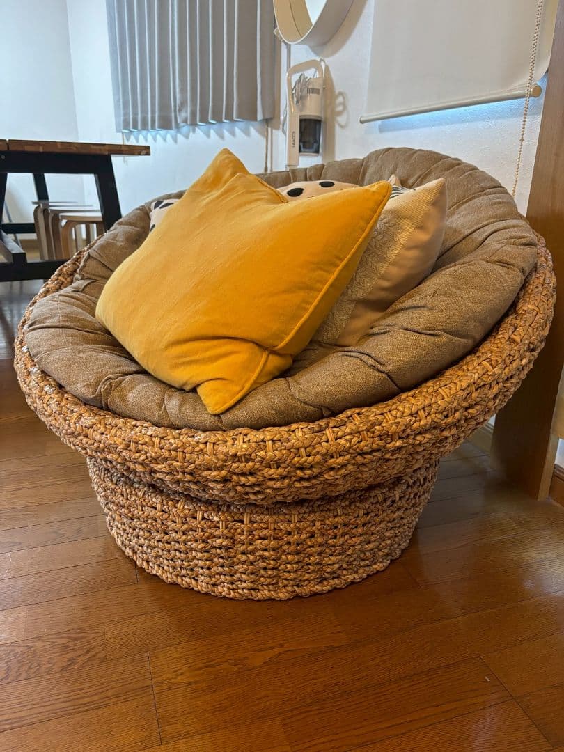 [mahalo]早い者勝ちーーー！籐製 円形 1人掛けソファ