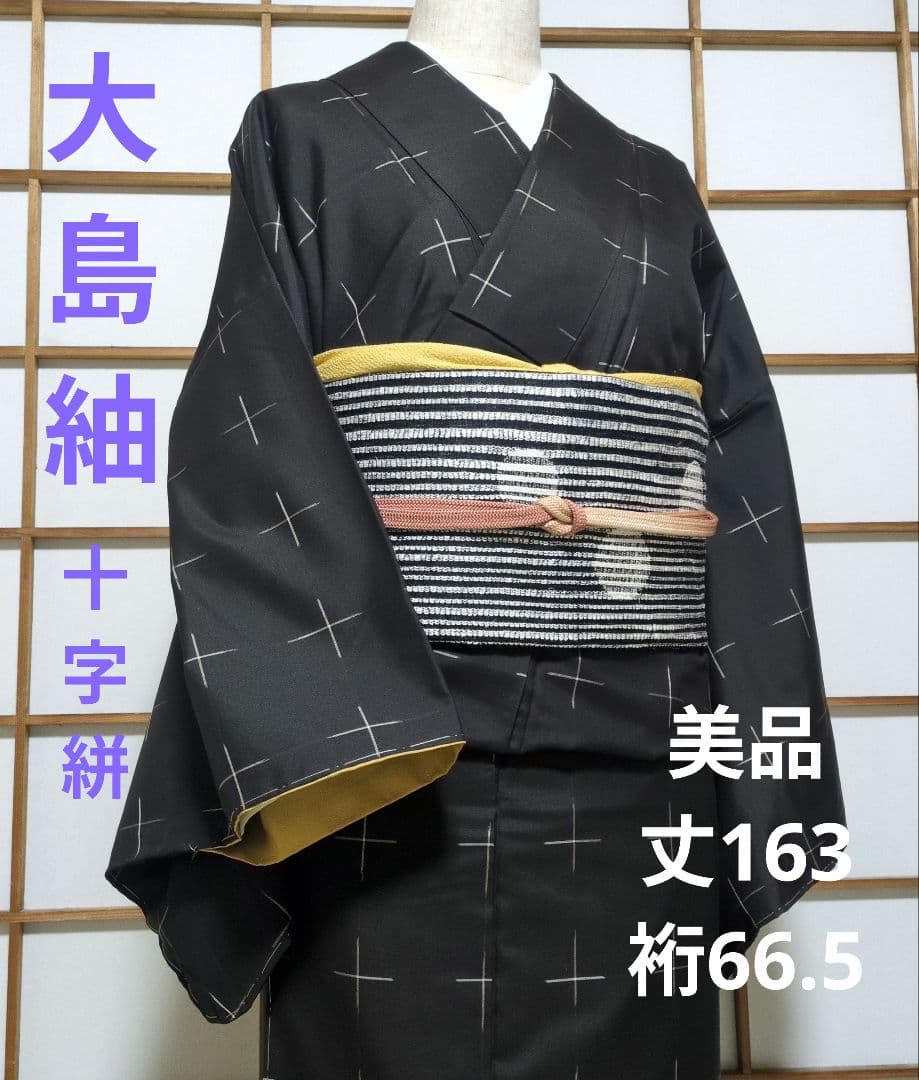 未使用美品 大島紬 十字絣 丈163 裄66.5
