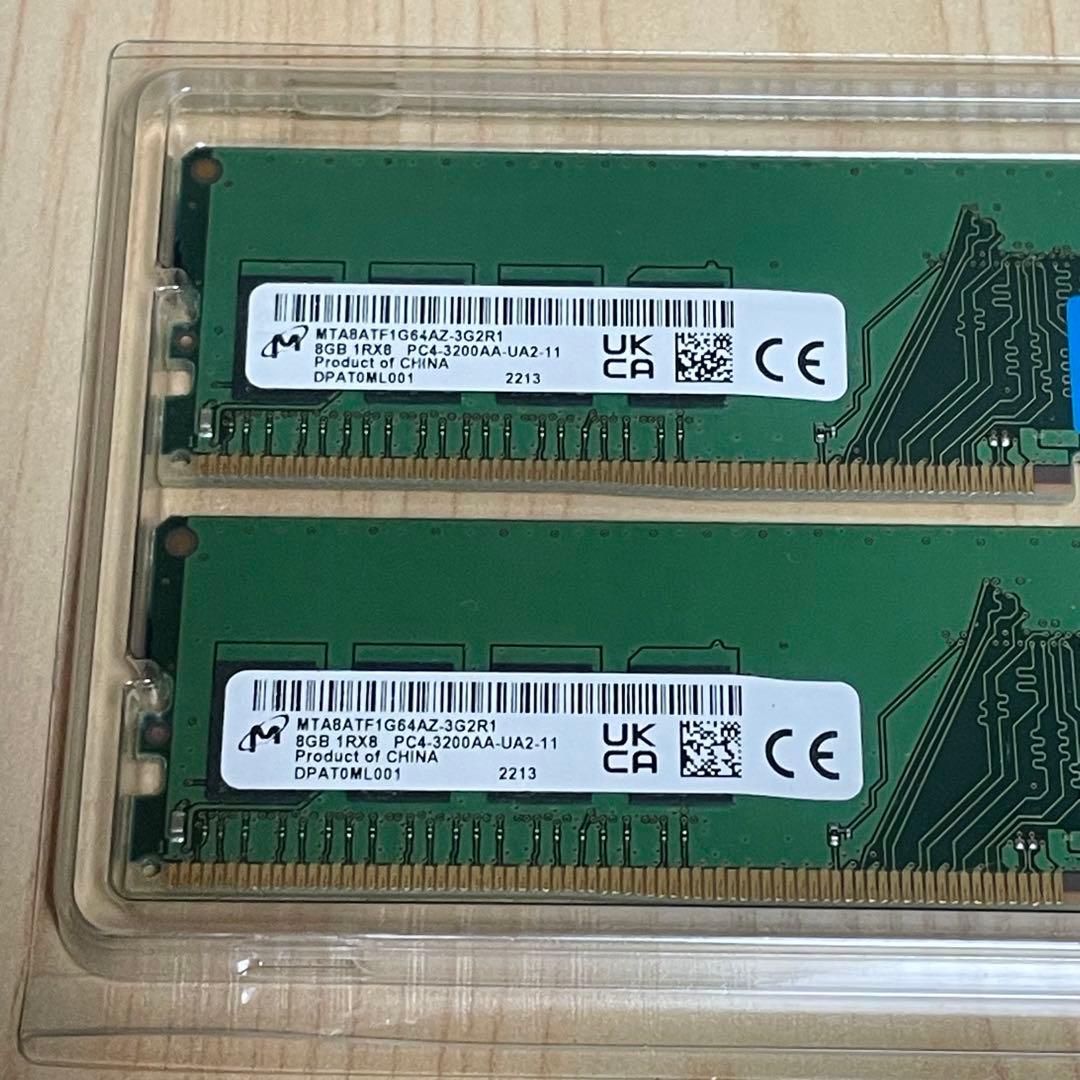 Crucial 8GB×2枚（計16GB） DDR4-3200 メモリー