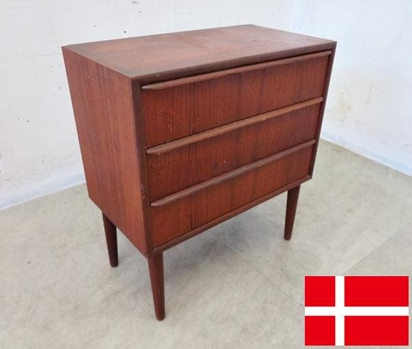 希少■デンマーク製■北欧ヴィンテージ■チーク材■3段チェスト■1960年代頃■