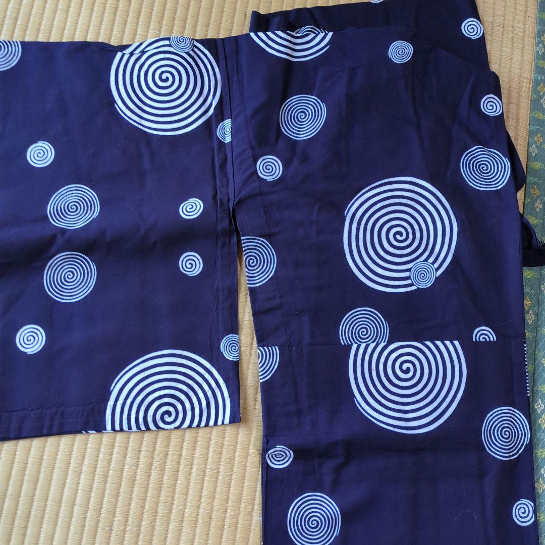 明日まで特価!!竺仙渦巻き模様 紺色 浴衣